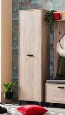 Priva Grey Oak Effect 1 Door Tall Slim Shallow Narrow Storage Wardrobe