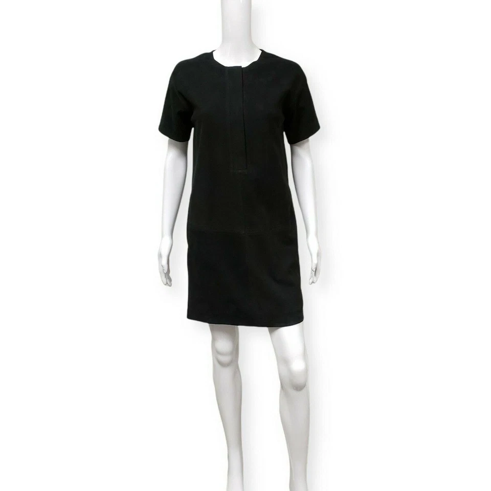 Vestido recto Burberry Brit $1195 para mujer cuero cordero negro gamuza lillith talla 8 Foto 2 de 4