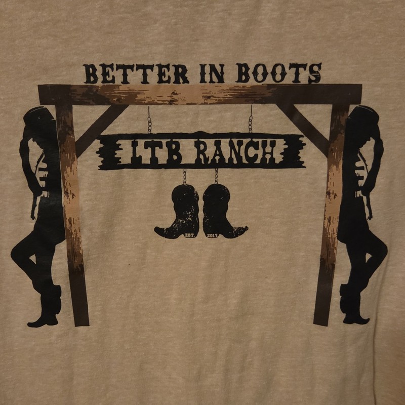 License to Boot Better in Boots Graphic Women's Beige 3/4 Sleeve T-Shirt S/M