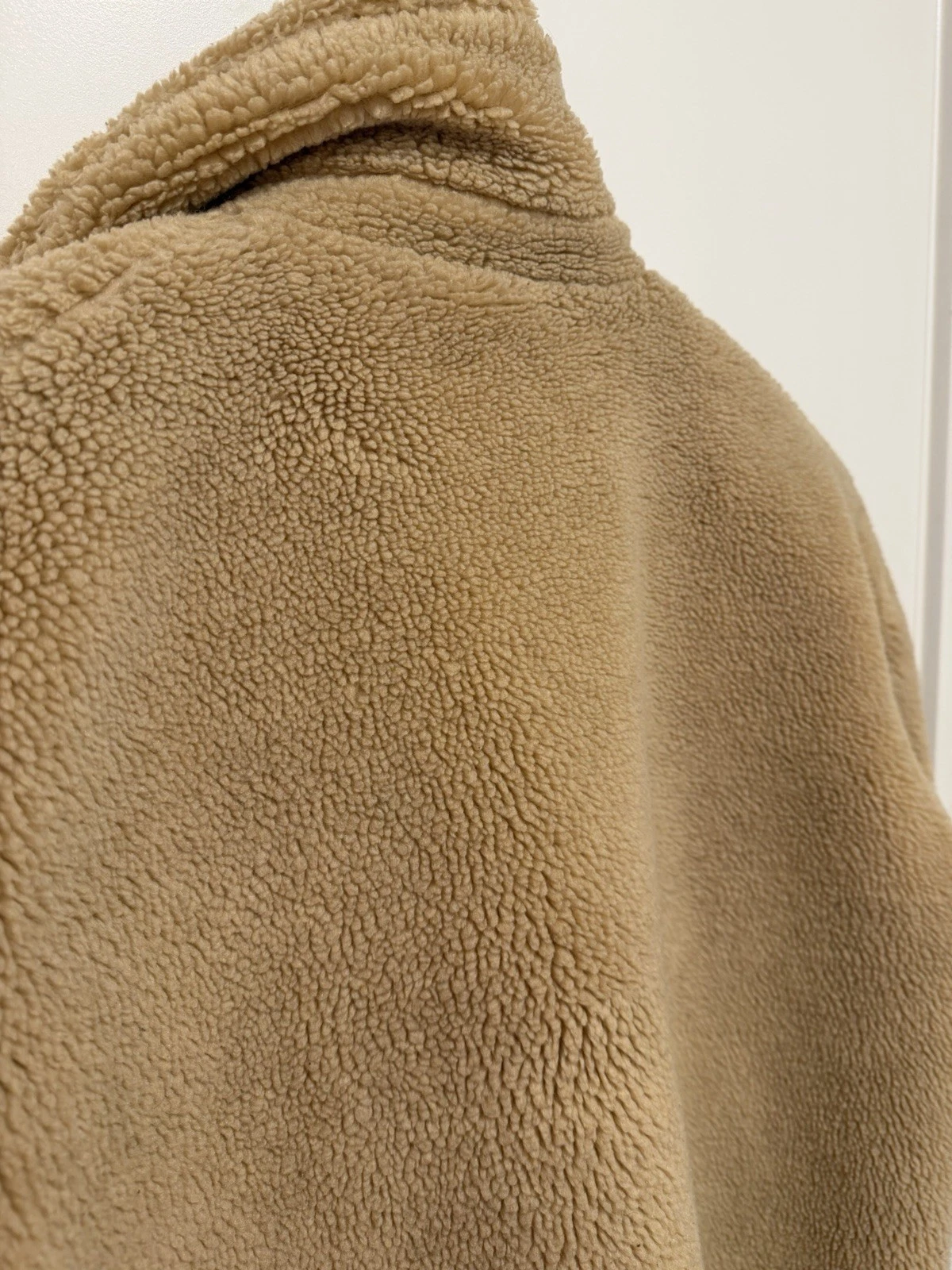 Topman Man’s Beige Borg Fleece Long Overcoat Button Front Pockets L Chest 40-42 - product detail image 6