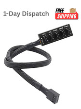 .PWM Fan Hub 1 to 5 Splitter 4Pin 3Pin PC Cooling Cable Extension Adapter.
