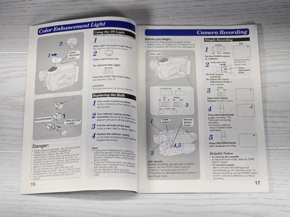 Panasonic Palmcorder PV-53 VHS-C Videocámara Manual de instrucciones de funcionamiento PV-53D Foto 3 de 4