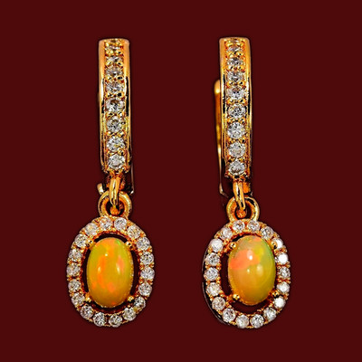    Exclusive FIRE OPAL Silver & Gold Hoop / Hoop Earrings / Hoops Earrings