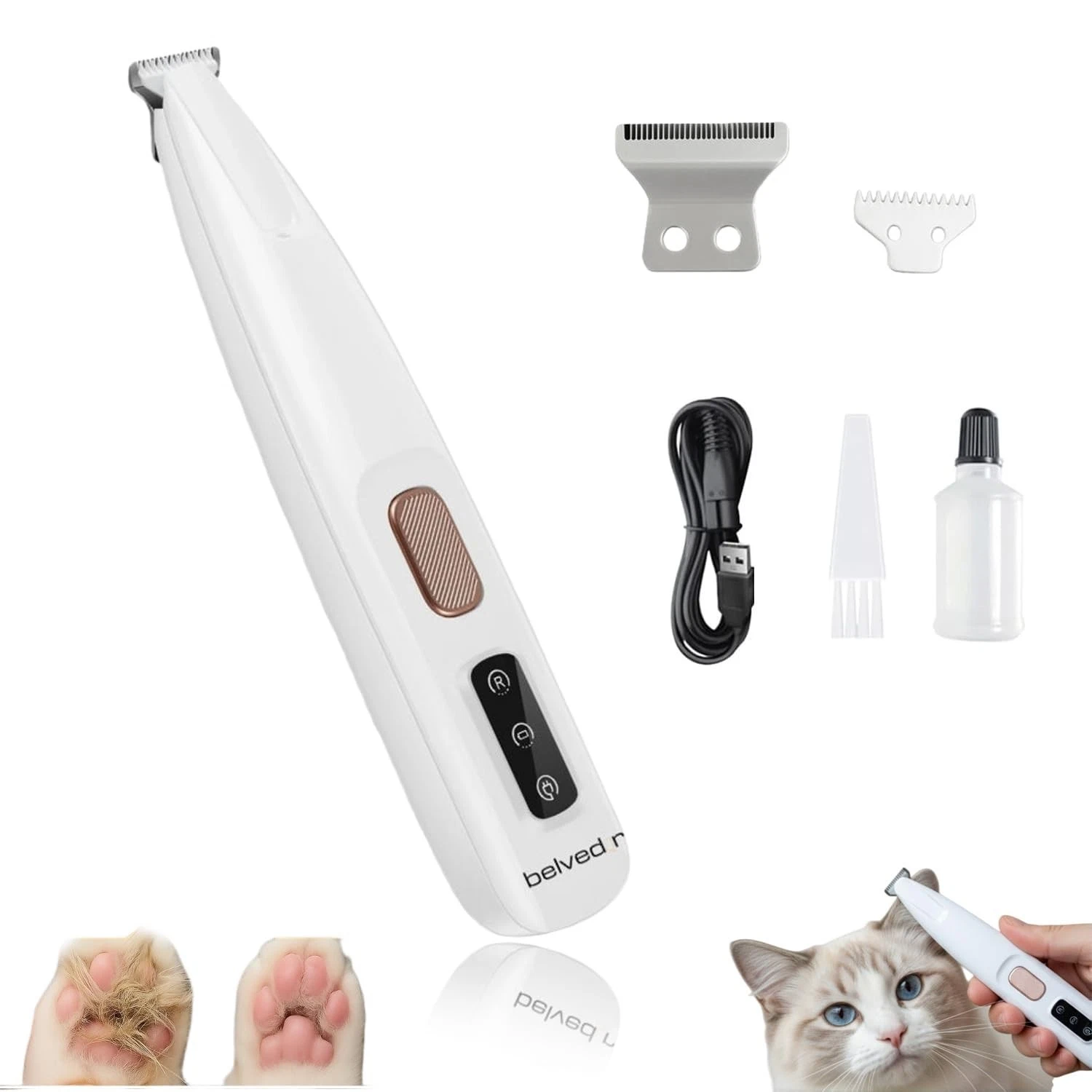 Multifunctional Cat Grooming Trimmer - Waterproof Rechargeable Pet Hair Shaver w