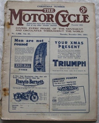 Motor Cycle 24 Dec 1931 Motorcycle Magazine Christmas Number