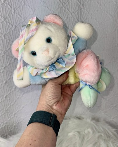 Eden Pull Toy Vtg Musical Crib Plush Bear Pastel 90’s Nursery Excellent Works