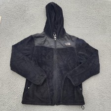 The North Face Fleece Jacket Womens Medium Black Hooded Full Zip Soft Warm
