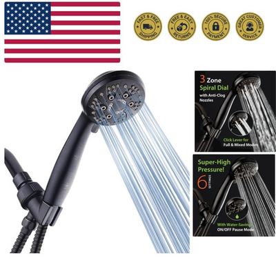 #ad #ad High Pressure 6 Setting Oil Rubbed Bronze Handheld Shower Head with Stainless... $56.99