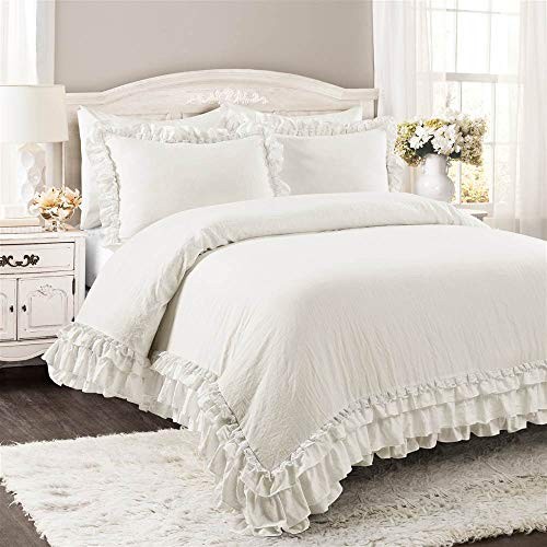 , Twin-XL, White Ella Vintage Chic Ruffle Lace 2 Piece Comforter Set - Picture 7 of 7