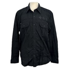 Affliction Black Premium Live Fast Embroidered Long Sleeve Button Up Shirt 2XL