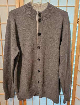 N. Peal London Grey Cashmere Cardigan Sweater Sz Large