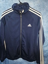 Adidas Track Top 12-14 UK Navy Blue Full Zip Embroidered Logo Tracksuit M medium