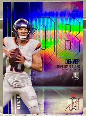 JERSEY # MATCH! 2024 Topps Signature Class Bo Nix Chrome Purple 10/100! ROOKIE!