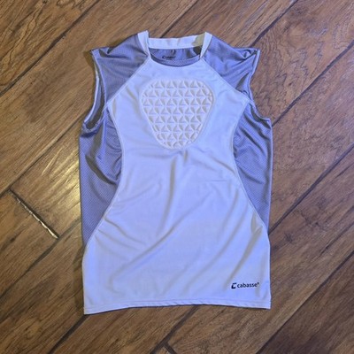 Cabasse Youth XL Padded Protective Body Shirt Sleeveless White Gray Sternum Pad