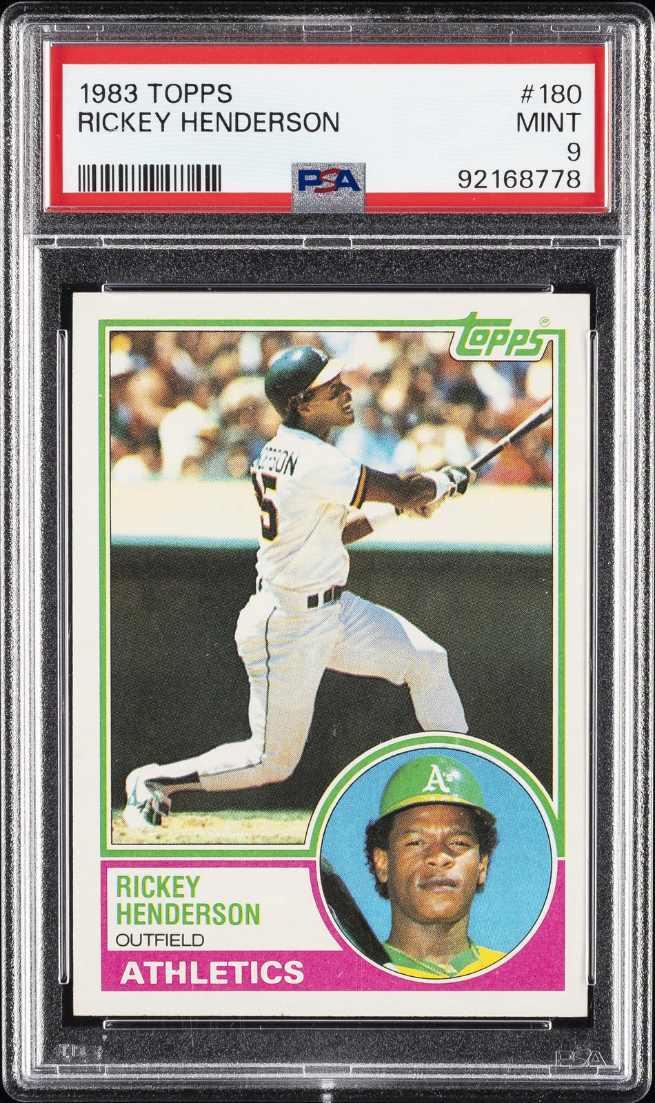 1983 TOPPS #180 RICKEY HENDERSON PSA 9