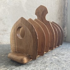 Vintage Jewell Products Wooden Arts & Crafts Gothic Toast Rack / Letter Holder 