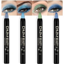 Eyeshadow Stick Set 4pcs Cream Waterproof Shimmer Metallic Blue Cyan Royal Bulk