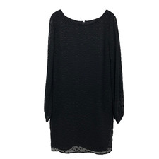 Ann Taylor Womens Dress Size 10 Black Sheer Swiss Dot Long Sleeve Lined Sheath