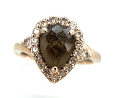 14K Yellow Gold, Smoky Quartz, & 0.25ctw Diamond Ring - Sz. 4.25