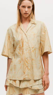 Studio H&M shirt blouse size M cotton blend yellow orange