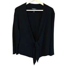 White House Black Market Women's Black Tie Front Cardigan Sweater XL