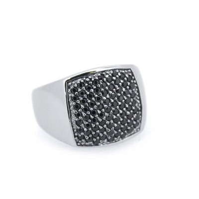 Stainless Steel 316 Pave Men's Square shape CZ SET Pinky Ring 