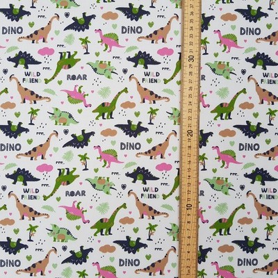 Dinosaurier 100 % Baumwolle Popeline Rose & Hubble Stoff Kleid Baby wächst 45'' ELFENBEIN