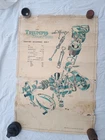 Large Original Triumph Cub Engine Gearbox Unit Exploded View Motorcycle Poster