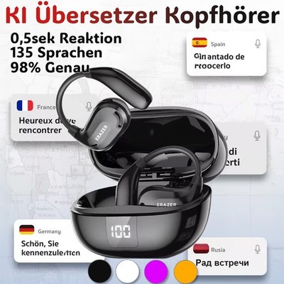 135 Sprachen AI Echtzeit Übersetzer Translator Kopfhörer mit Simultanübersetzer