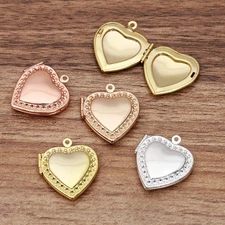 5PCS Brass Heart Locket Pendant, 20X20mm Multi Colors Photo Locket LMC40-06662