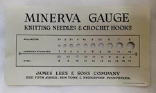 Vintage Celluloid Minerva Gauge Knitting Needles Crochet Hooks Yarns Advertising