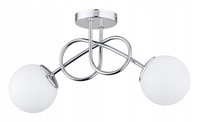 Deckenleuchte Flur 2-Flammig Glas Silber Weiß E27 B:70 Cm Deckenlampe Wohnzimmer