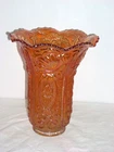 SUPER VINTAGE CARNIVAL IMPERIAL MARIGOLD SCROLL & FLOWER PANEL 91/4" VASE w/ IG