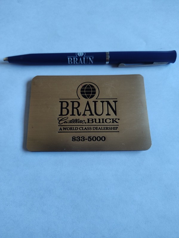 Vintage Braun Cadillac Buick Dealership Buffalo NY Pen And Pocket Phonebook 