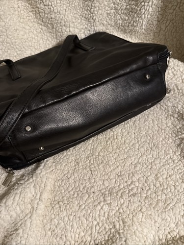 Perlina Black Leather Handbag Briefcase NWT - Picture 7 of 8