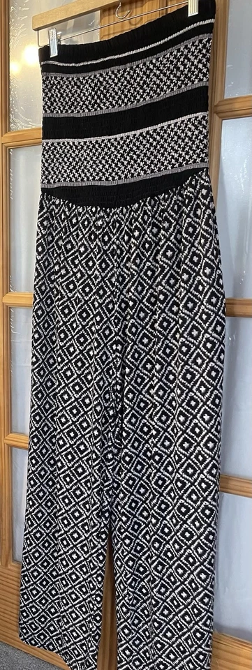 Mono Mlle Gabrielle Sin Tirantes 1X Pierna Ancha Blanco Negro Argyle Calzado Ciudad Foto 3 de 4