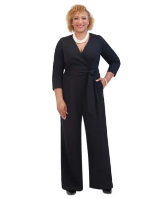 Kasper Womens Tie-Waist 34-Sleeve W Black L 91308966877 LARGE RT $119.0