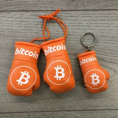 BITCOIN Schlüsselring & Auto Mini Boxhandschuhe Zubehör Kryptowährung Münze BÜNDEL