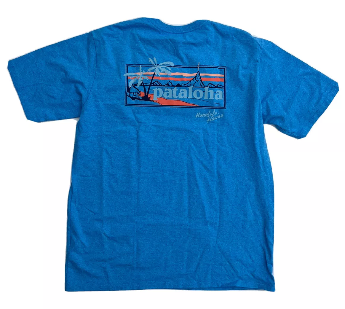 Patagonia Men's T-shirt Pataloha Limited Haleiwa Hawaii Lago Blue Medium