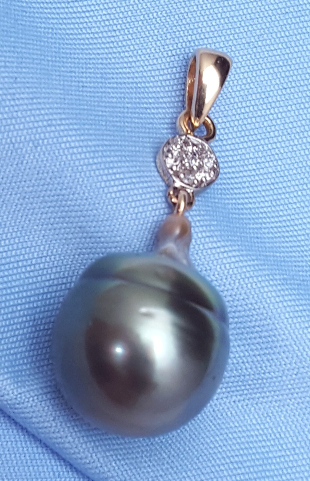 Unique 14K Solid Yellow Gold Drop Dangle Tahitian… - image 4