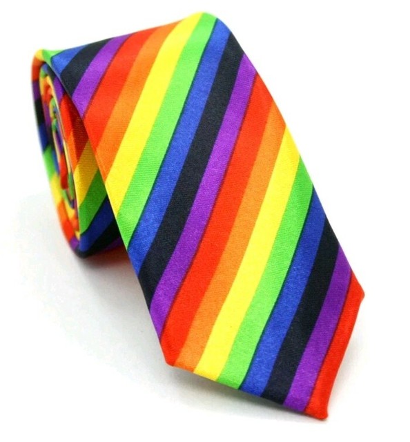 Rainbow Men's Colorful Casual Tie Slim /Thin Very Narrow Striped Party