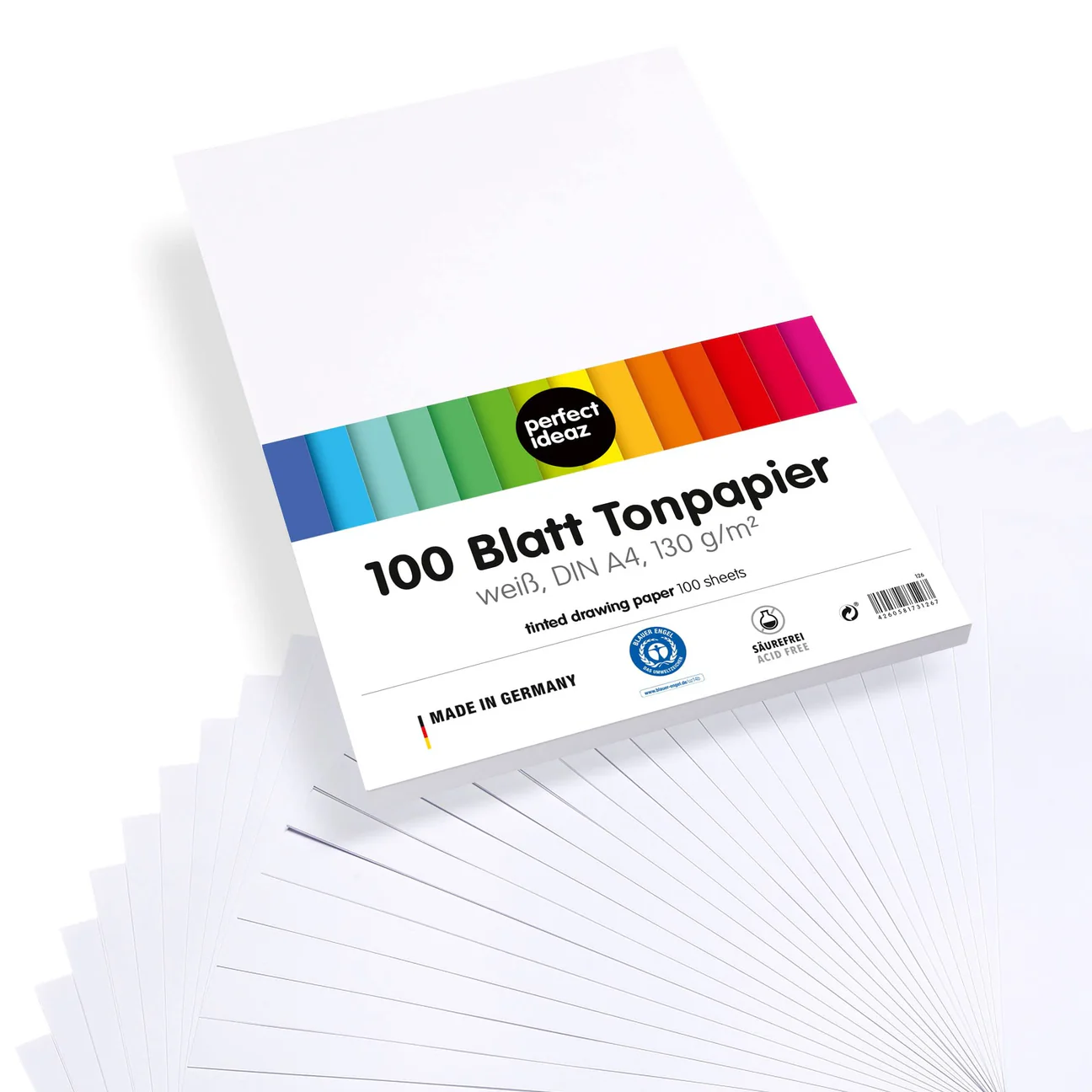 perfect ideaz 100 Sheets White Drawing Paper, A4 Size 8.27 x 11.69 in 130 g/m²