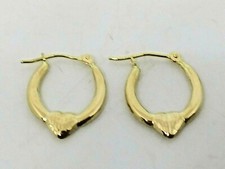LADIES SMALL 14KT YELLOW GOLD HOOP W/HEART EARRINGS