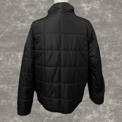 THREAD SUPPLY High Collar Quilted Black Full Zip Snap Puffer