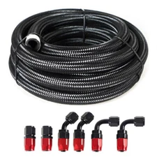 5/8" 20FT Stainless Nylon Braided CPE Hose Oil Fuel Line 10AN Fittings Kit New