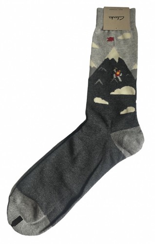 Clarks Mens Socks Mountain Skier Climber Snow Charcoal Gray Dress Casual Cotton - Picture 11 of 12