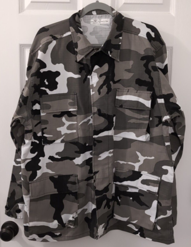 Urban Camo BDU Long Sleeve Shirt Tri-Color Gray, White, Black - Large