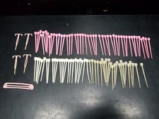 95 Vintage Goody Pink & White Hair Roller Pins Plastic Curler Picks Pick Pin Lot