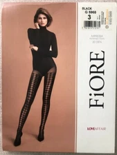 Fiore Impressa women's patterned tights pantyhose 3 sizes 20 den Black