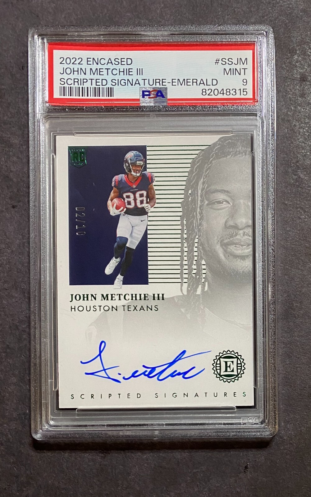John Metchie Panini Encased Scripted Signatures #SSJM Emerald